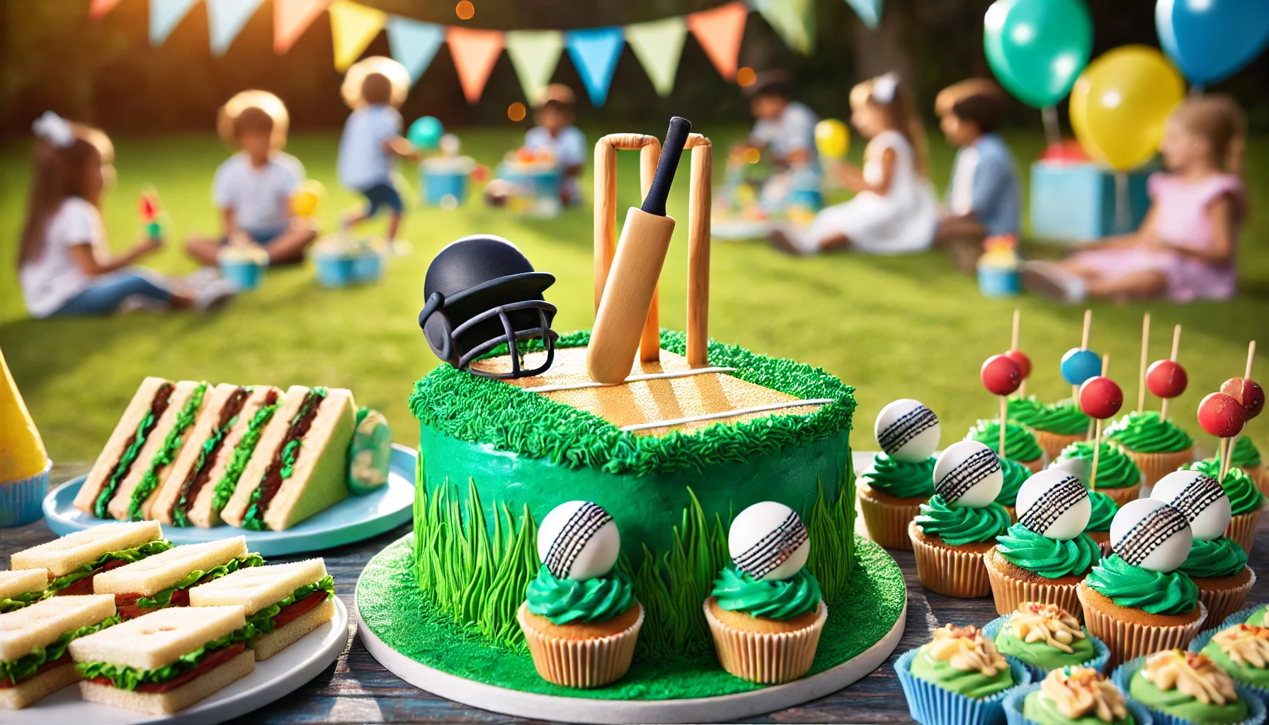 Cricket-themed Cake and Food