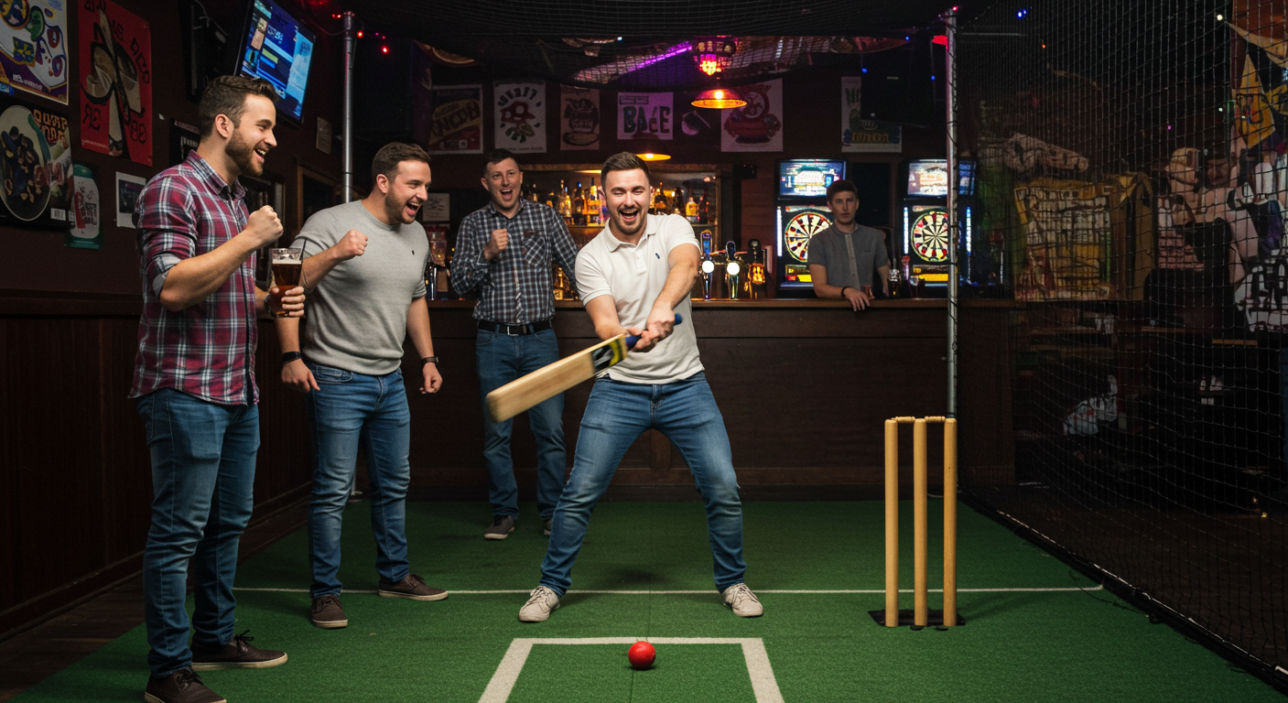 1. Sixes at Riverside East Stratford Competitive Cricket and Proper Lads’ Night Energy