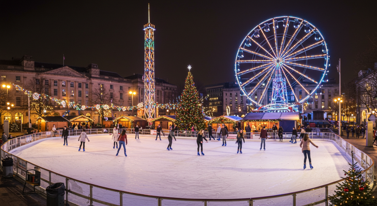 3. Centenary Square Lights, Ice, and the Big Wheel